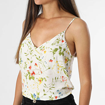 Vero Moda - Débardeur Femme Easy Joy Blanc Vert Floral