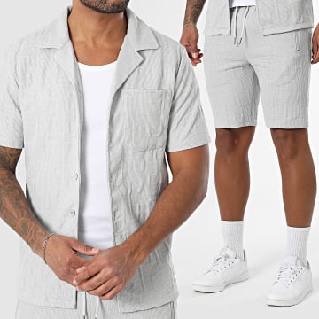 Zayne Paris  - Set aus Kurzarmhemd und texturierten Joggingshorts 123 Hellgrau