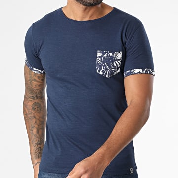 Classic Series - Tee Shirt Poche Melzac Bleu Marine Blanc
