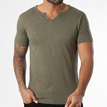 Classic Series - Tee Shirt Col V Manu Vert Kaki