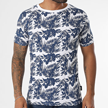 Classic Series - Menson T-Shirt Weiß Marineblau Floral