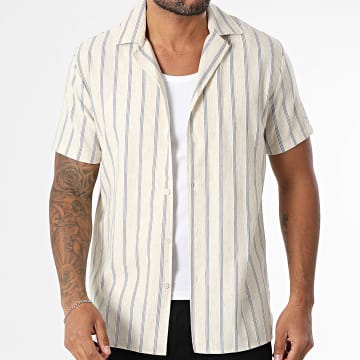 Frilivin - Chemise Manches Courtes A Rayures 100 Beige Chiné