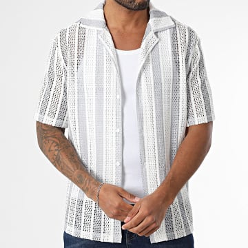 Frilivin - Chemise Manches Courtes Estivale Ajourée 118 Blanc Gris