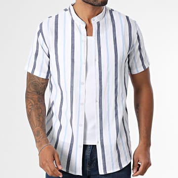 Frilivin - Chemise Manches Courtes A Rayures 103 Blanc Bleu Clair Bleu Marine