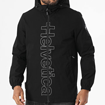 Helvetica - Chaqueta Thomas negra con cremallera y capucha
