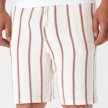 Jack And Jones - Short Jogging A Rayures Jaiden Coba Ecru Marron