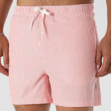 Only And Sons - Short De Bain A Rayures Ted Corail Blanc