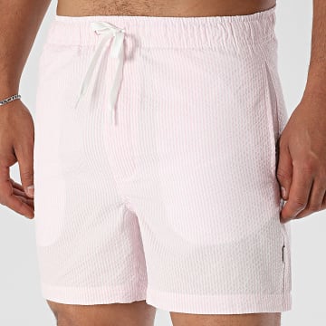 Only And Sons - Short De Bain A Rayures Ted Rose Clair Blanc
