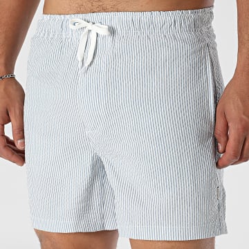 Only And Sons - Short De Bain A Rayures Ted Bleu Clair Blanc