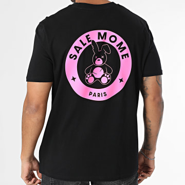 Sale Môme Paris - Tee Shirt Oversize Large Big Badge Back Lapin Black Pink Fluo