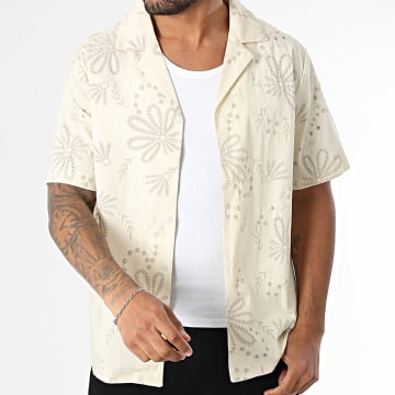 Uniplay - Chemise Manches Courtes Estivale Ajourée 156 Beige Clair