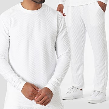 Uniplay - Long Sleeve Tee Shirt And Jogging Pants 193 White Set