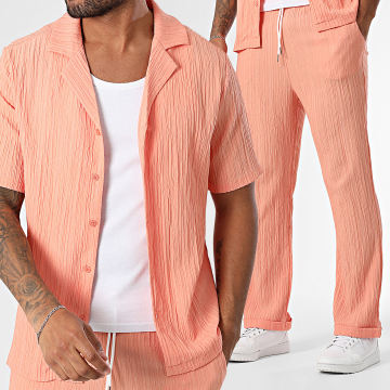 Uniplay - Conjunto de camisa de manga corta y pantalón texturizado 121 Salmón