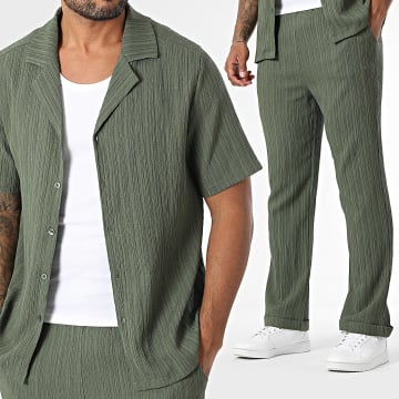 Uniplay - Ensemble Chemise Manches Courtes Et Pantalon Texturé 121 Vert Kaki