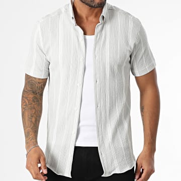 Classic Series - Camisa de rayas de manga corta 015 Gris claro
