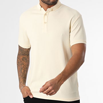 Classic Series - Geripptes Kurzarm-Poloshirt 001 Beige