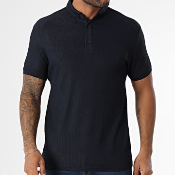 Classic Series - Geripptes Kurzarm-Poloshirt 001 Marineblau