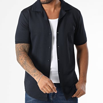 Classic Series - Camicia a maniche corte a righe blu navy 006