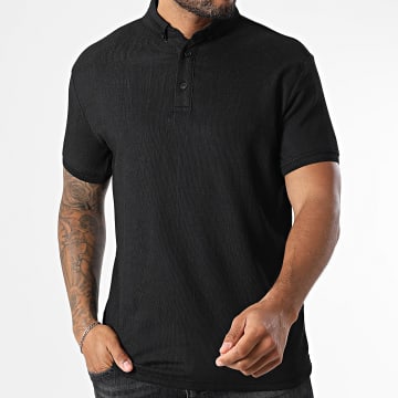 Classic Series - Geripptes Kurzarm-Poloshirt 001 Schwarz