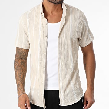 Classic Series - Camicia a maniche corte a righe 015 Beige
