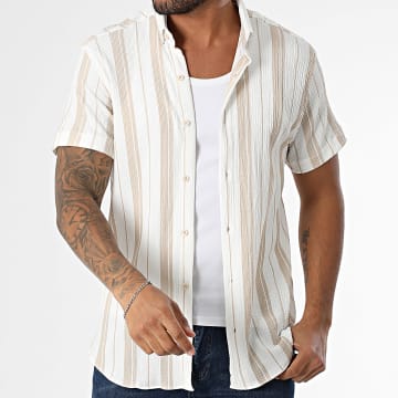 Classic Series - Chemise Manches Courtes A Rayures 011 Blanc Beige
