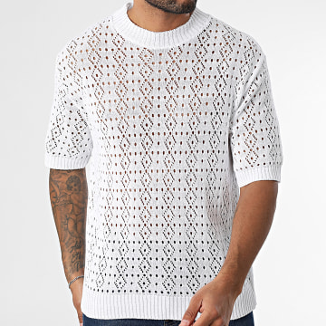 Frilivin - Tee Shirt Ajouré En Maille 442 Blanc