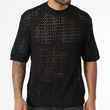 Frilivin - Tee Shirt Ajouré En Maille 442 Noir