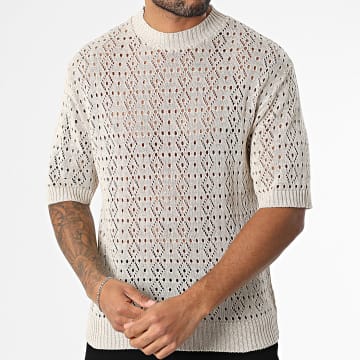 Frilivin - Tee Shirt Ajouré En Maille 442 Beige