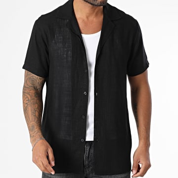Frilivin - Chemise Manches Courtes Effet Lin 153 Noir