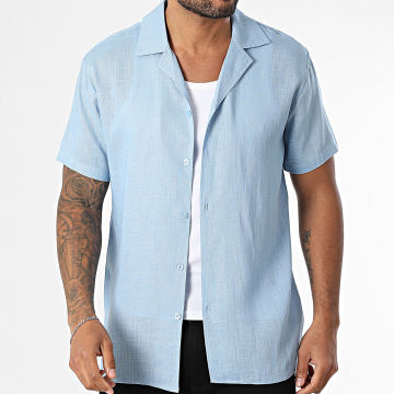 Frilivin - Chemise Manches Courtes Effet Lin 153 Bleu Clair