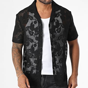 Frilivin - Chemise Manches Courtes Ajourée 057 Noir