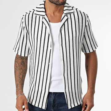Frilivin - Chemise Manches Courtes A Rayures 056 Blanc Noir