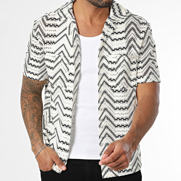 Frilivin - Chemise Manches Courtes Ajourée 095 Beige Noir