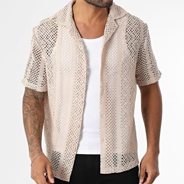 Frilivin - Chemise Manches Courtes Ajourée 101 Beige