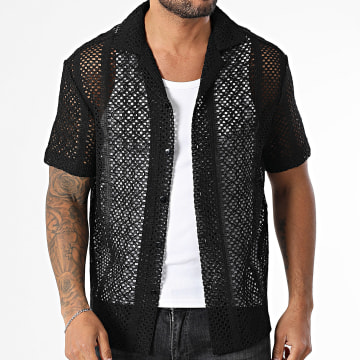 Frilivin - Chemise Manches Courtes Ajourée 101 Noir