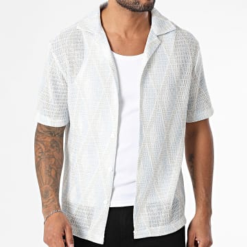 Frilivin - Chemise Manches Courtes Ajourée 072 Bleu Clair Beige