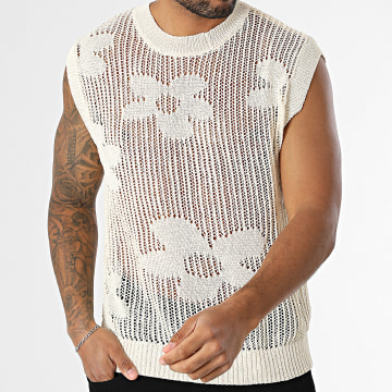 Frilivin - 33A Openwork Mesh Tank Top Light Beige