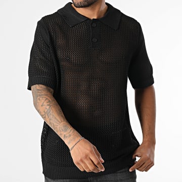 Frilivin - Polo Manches Courtes En Maille Ajourée 948 Noir
