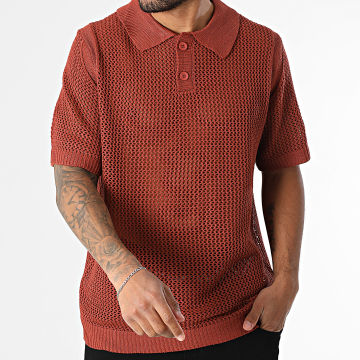 Frilivin - Polo Manches Courtes En Maille Ajourée 948 Rouge Brique