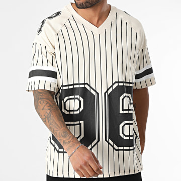 Ikao - Camiseta Oversize Cuello V 113 Beige Negro