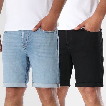 Jack And Jones - Set di 2 pantaloncini originali Rick Jean Blu Denim Nero