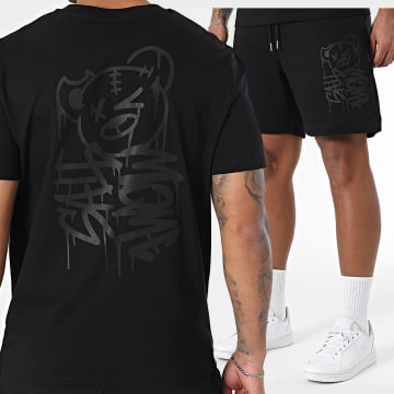Sale Môme Paris - Set T-Shirt Und Jogginghose Teddybär Dripping Graffiti Schwarz Schwarz