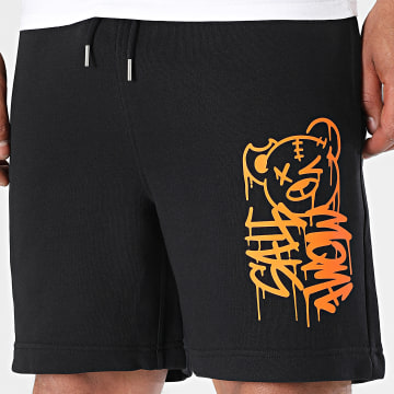 Sale Môme Paris - Dripping Graffiti Teddy Jogging Shorts Negro Naranja