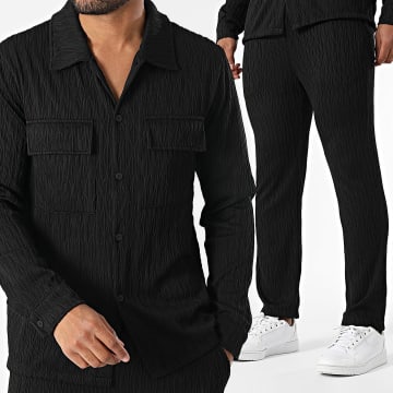 Uniplay - Ensemble Chemise Manches Longues Et Pantalon Texturé Noir