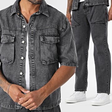 Uniplay - Conjunto de vaquero gris marengo y camisa vaquera de manga corta