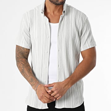 Classic Series - Camicia a maniche corte a righe 011 Grigio chiaro Bianco