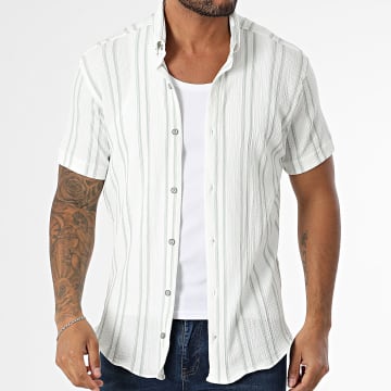 Classic Series - Camicia a maniche corte a righe 011 Bianco Verde chiaro