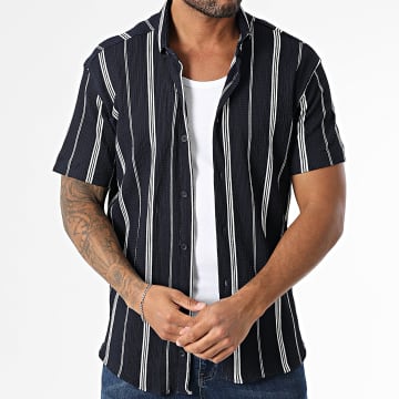 Classic Series - 015 Camicia a maniche corte a righe blu navy