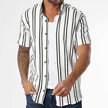 Classic Series - Camicia a maniche corte a righe 011 Bianco Nero