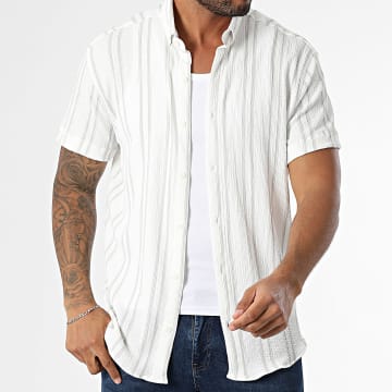 Classic Series - Camicia a maniche corte a righe 011 Bianco Grigio
